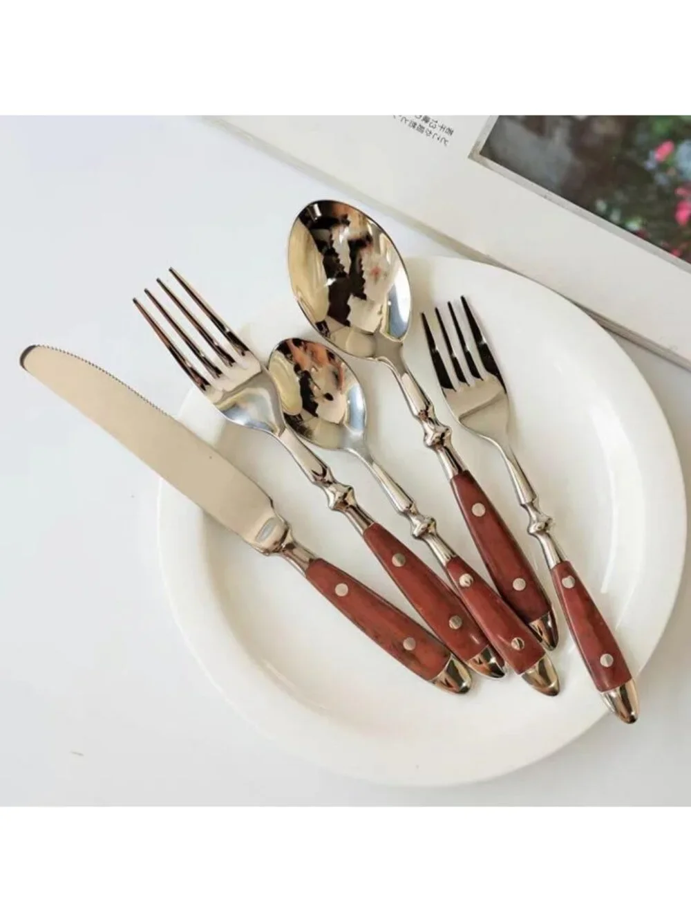 20-Piece Vintage Silverware Set for 4, Stainless Steel Cutlery, Dishwasher Safe